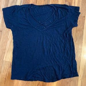 OLIVACEOUS DISTRESSED T-SHIRT